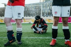 Serdal Celebi vom Blindenfussball FC St. Pauli nach der Niederlage